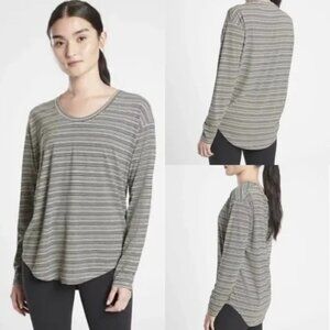 Athleta Black‎ & White Cloudlight Stratus Striped Top In Women's XS